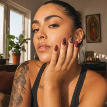 Burgundy Rose Press-On Nails – Matte Red & Wine Almond Fake Nails | Reusable Floral Nail Kit, 24 pcs