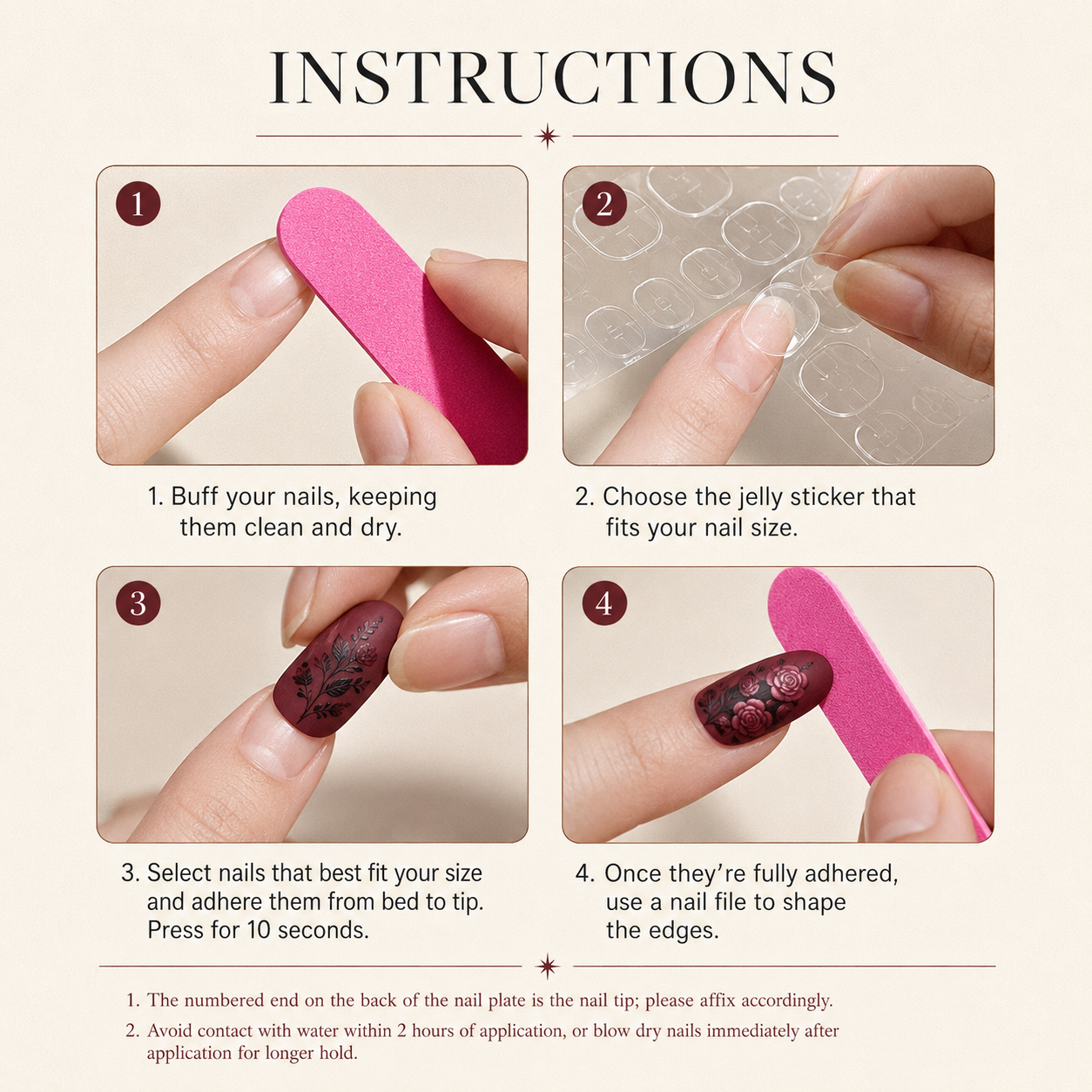 Burgundy Rose Press-On Nails – Matte Red & Wine Almond Fake Nails | Reusable Floral Nail Kit, 24 pcs